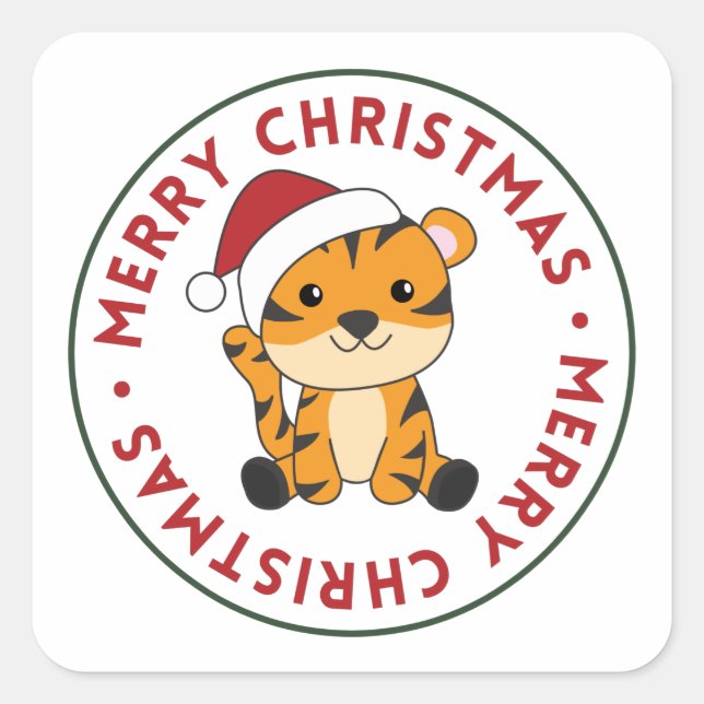 Tiger Christmas Snow Winter Animals Tiger Square S Sticker (Front)