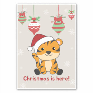 Tiger Christmas Snow Winter Animals Tiger Sticker