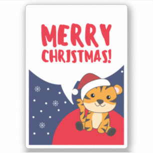 Tiger Christmas Snow Winter Animals Tiger Sticker
