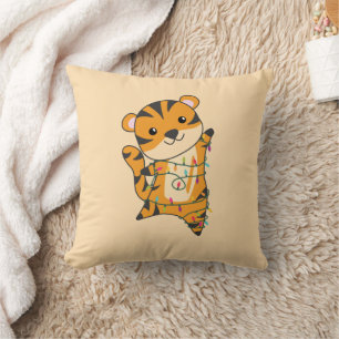 Tiger Christmas Snow Winter Animals Tiger Throw Pi Cushion