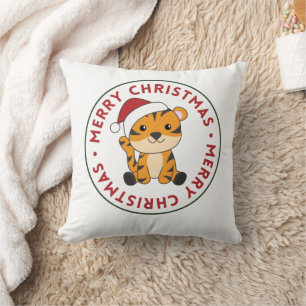 Tiger Christmas Snow Winter Animals Tiger Throw Pi Cushion