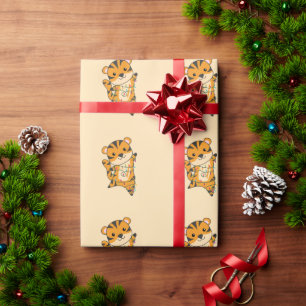 Tiger Christmas Snow Winter Animals Tiger Wrapping Paper