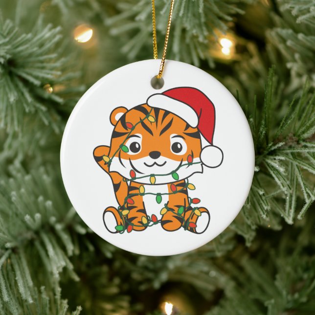 Tiger Christmas Winter Animals Holiday Tigers Ceramic Tree Decoration (Tree)
