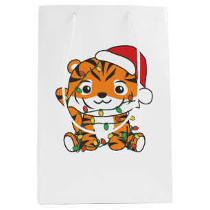 Tiger Christmas Winter Animals Holiday Tigers Medium Gift Bag