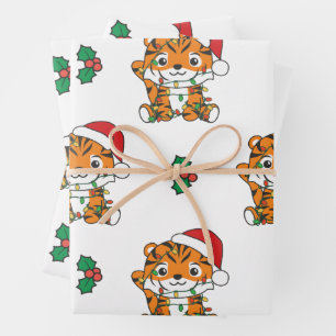 Tiger Christmas Winter Animals Holiday Tigers Wrapping Paper Sheet