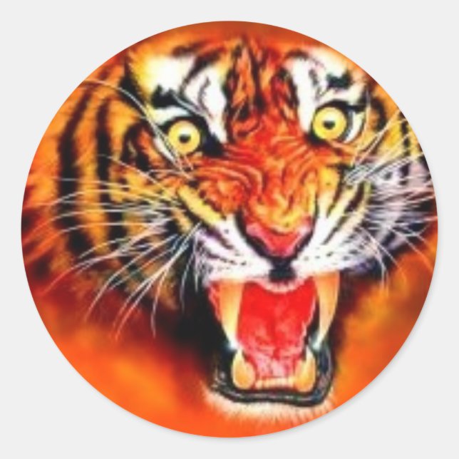 Tiger Classic Round Sticker (Front)