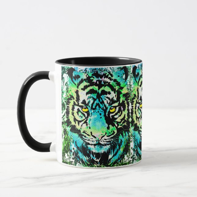 Tiger Coffee Mug - Colourful Tiger Eyes Cup (Left)