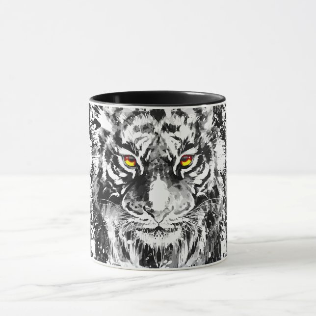 Tiger Coffee Mug | Tiger Black and White Mug (Center)