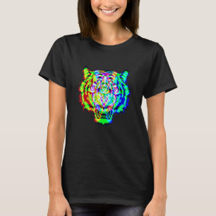 Tiger Colourful Angry Tiger's Head Geometric Art T-Shirt