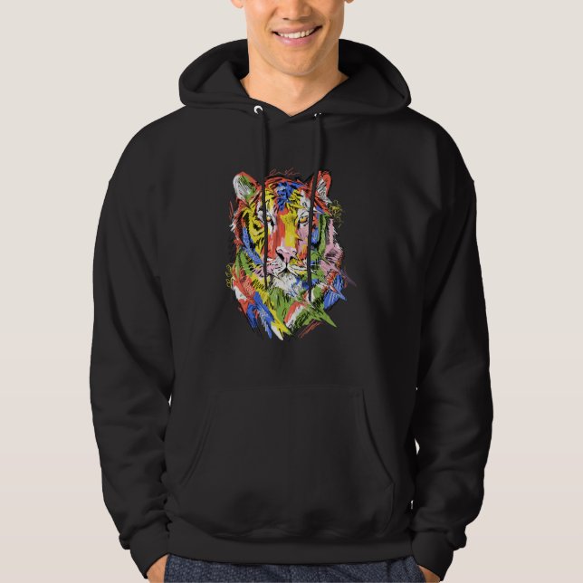 Tiger colourful animal art animal lovers tiger_1 hoodie (Front)