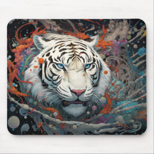 Tiger Colourful Animal Enchanting  Mouse Mat