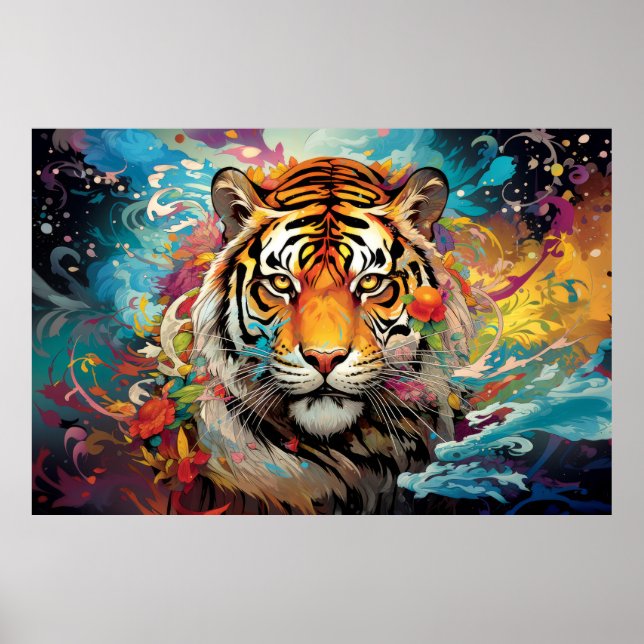 Tiger Colourful Animal Enchanting  Poster (Front)