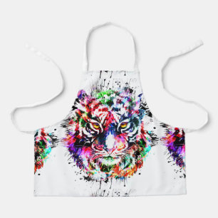 Tiger Colourful Drawing Abstract Painting Apron