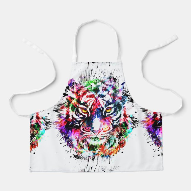 Tiger | Colourful Drawing | Abstract Painting Apron (Front)