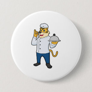 Tiger Cook Chef hat Platter 7.5 Cm Round Badge