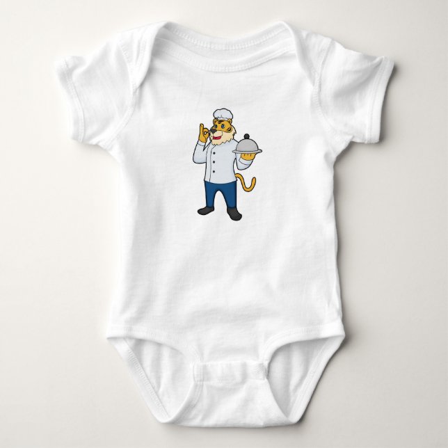 Tiger Cook Chef hat Platter Baby Bodysuit (Front)