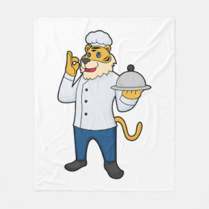 Tiger Cook Chef hat Platter Fleece Blanket