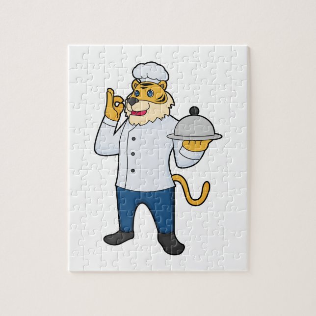 Tiger Cook Chef hat Platter Jigsaw Puzzle (Vertical)