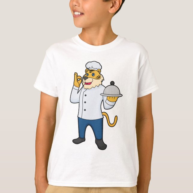 Tiger Cook Chef hat Platter T-Shirt (Front)