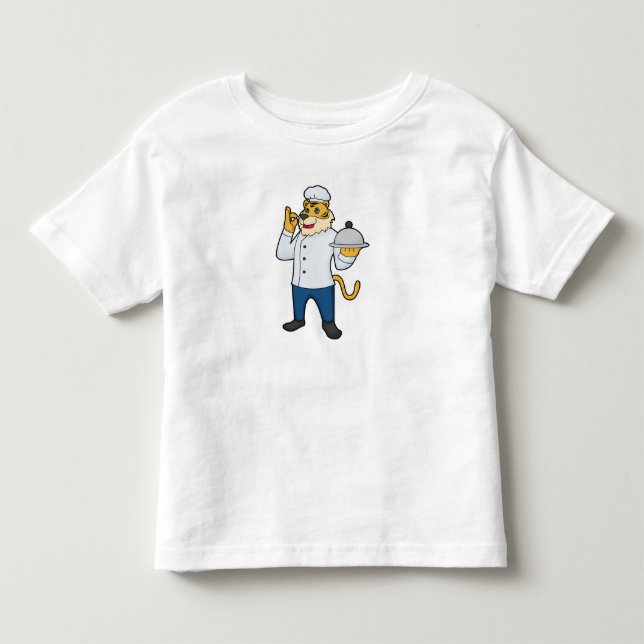 Tiger Cook Chef hat Platter Toddler T-Shirt (Front)