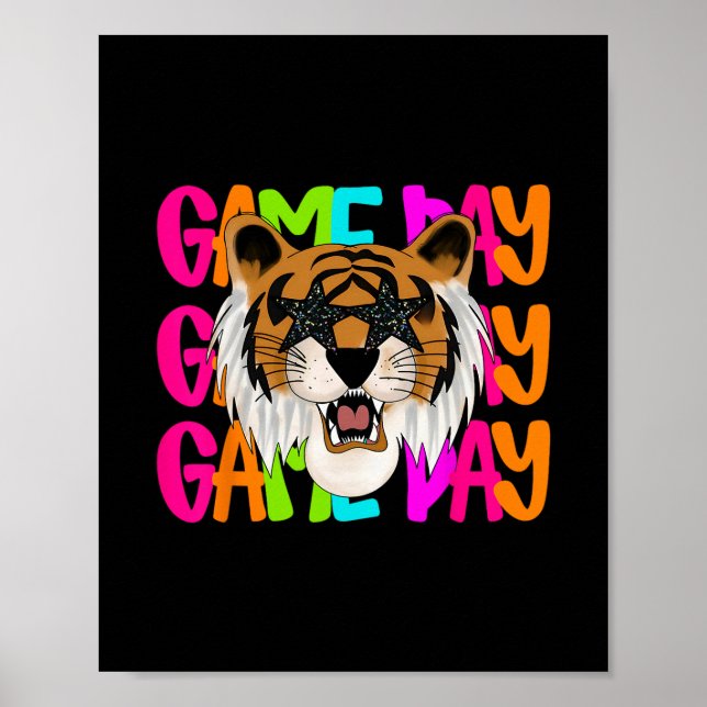 Tiger Cool Touchdown American Footll Game Day Than Poster (Front)