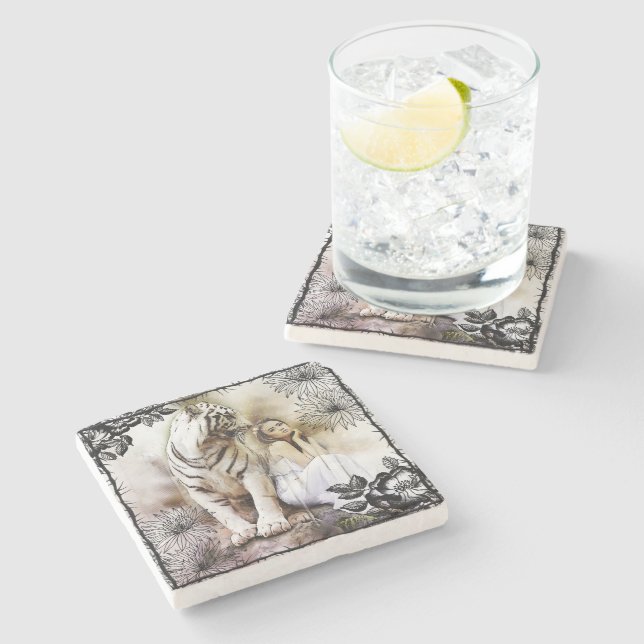 Tiger costers stone coaster (Side)