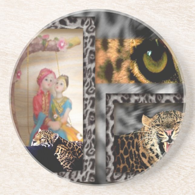 Tiger & Couple Art Print Coaster (Front)