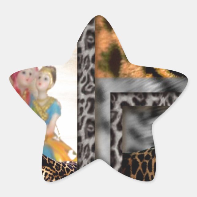 Tiger & Couple Art Print Star Sticker (Front)