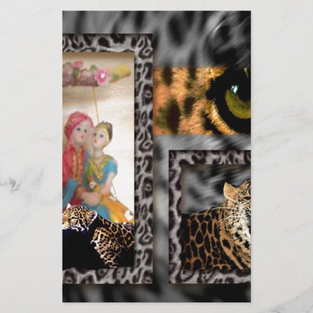 Tiger & Couple Art Print Stationery (Front)
