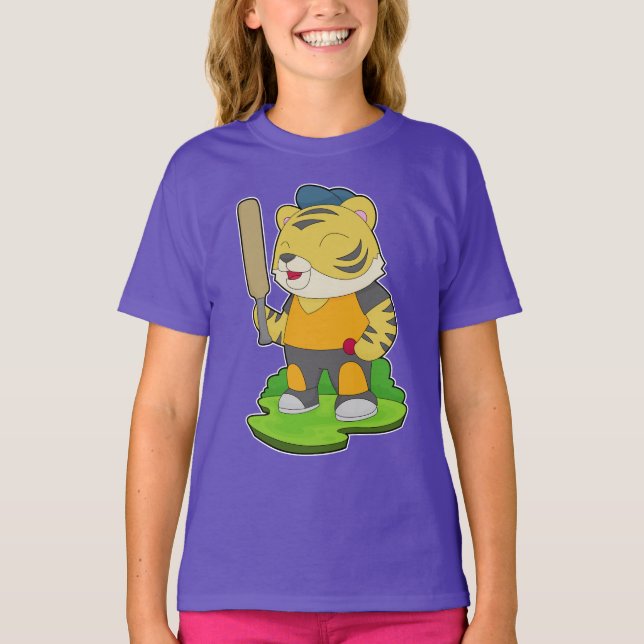 Tiger Cricket Cricket bat T-Shirt (Front)