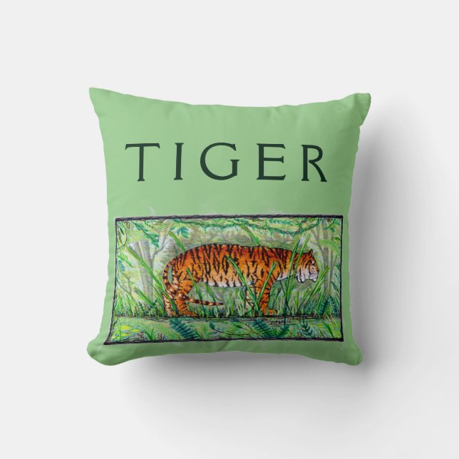 Tiger Crouching Cushion (Front)