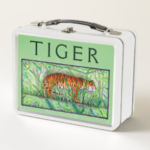 Tiger Crouching in Jungle Metal Lunch Box