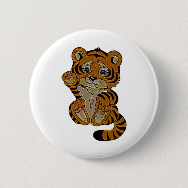 Tiger cub 6 cm round badge (Front)