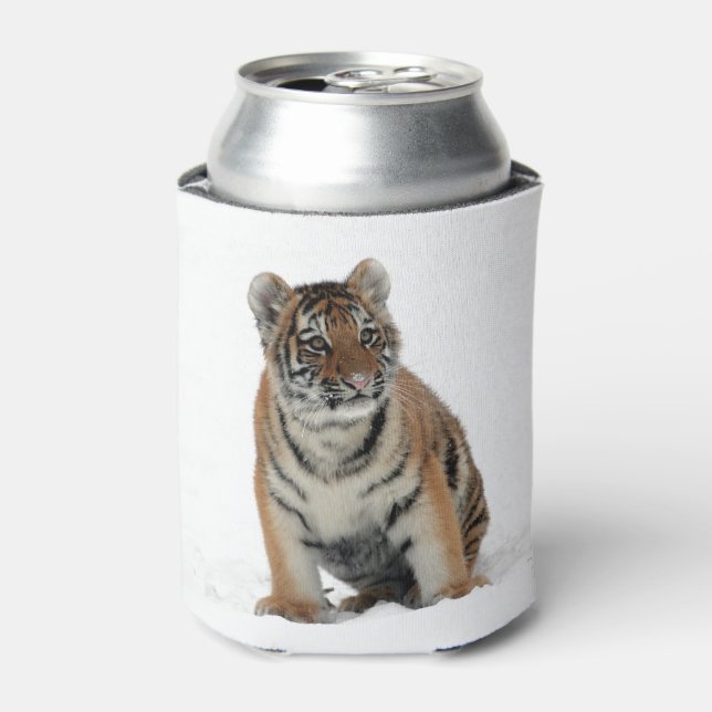Tiger Cub in the Snow Photograph Can Cooler (Can Front)