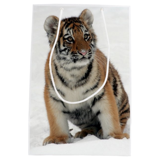Tiger Cub in the Snow Photograph Medium Gift Bag (Back)