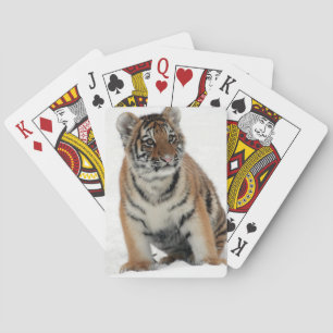 Tiger Cub in the Snow Photograph Playing Cards