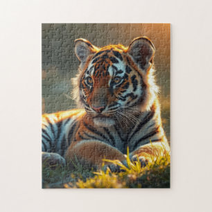 Tiger Cub in the sunrise Jigsaw Puzzle