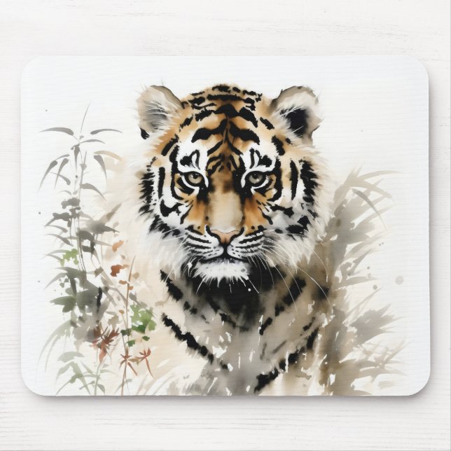 Tiger Cub Ink Painting Mouse Mat (Front)