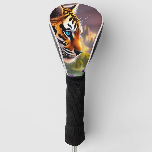 Tiger Cub,  Purple Flowers   Golf Head Cover (Front)