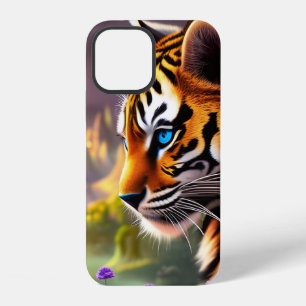 Tiger Cub, Purple Flowers iPhone 12 Case