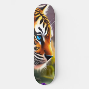 Tiger Cub,  Purple Flowers   Skateboard