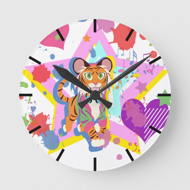 Tiger Cub Round Clock (Front)