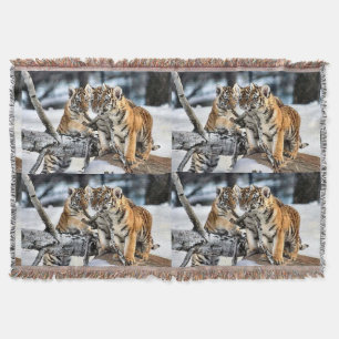 Tiger Cubs At Play Wildlife Lovers Throw Blanket