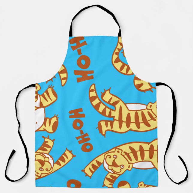 Tiger Cubs Cartoon: Funny Seamless. Apron (Front)