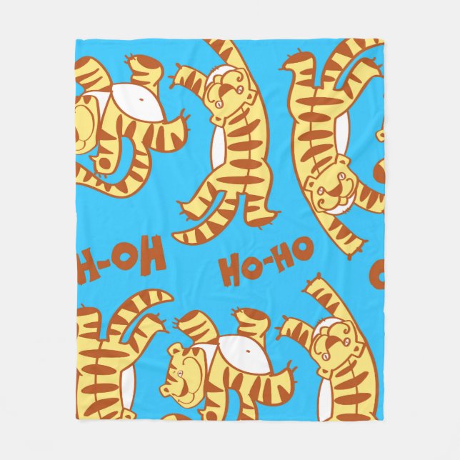 Tiger Cubs Cartoon: Funny Seamless. Fleece Blanket (Front)