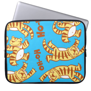 Tiger Cubs Cartoon: Funny Seamless. Laptop Sleeve
