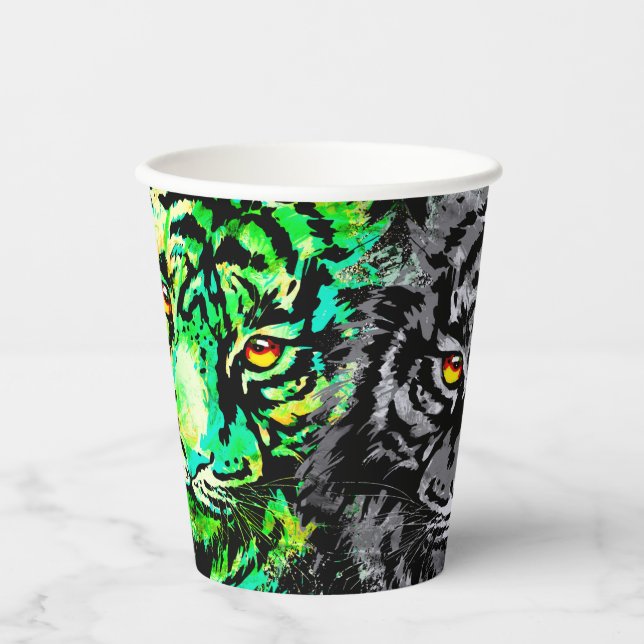 Tiger Cup | Colourful Tiger Heads Paper Cup (Front)