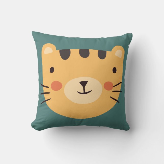 Tiger Cute Green nursery Baby Room Cushion (Front)