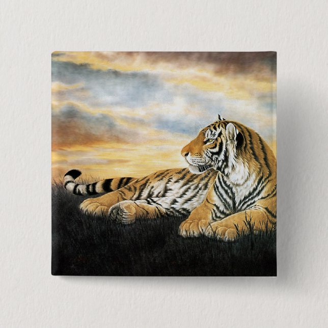 Tiger Dawn 15 Cm Square Badge (Front)