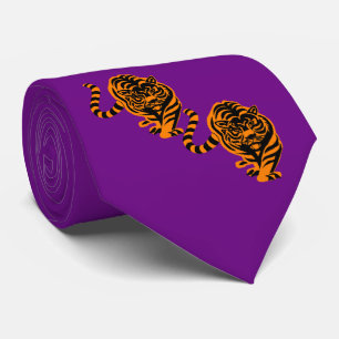 Tiger Design Orange/Black Team Mascot Necktie